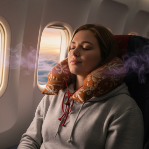 OmsybLavantalı Seyahat Boyun Yastığı Desenli kahverengi