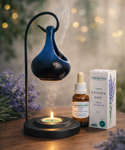 Askılı Standlı Damla Seramik Buhurdanlık – Siyah & Lacivert