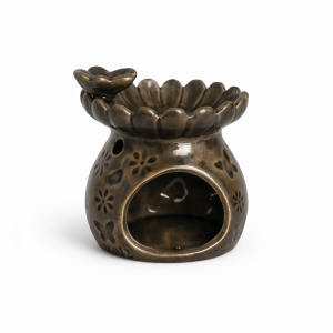 Kelebek Figürlü Dekoratif Seramik Buhurdanlık - Antrasit