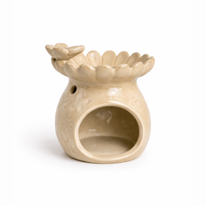 Kelebek Figürlü Dekoratif Seramik Buhurdanlık - Bej